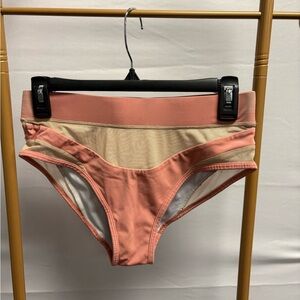 CXIX Goddess High Waisted Bottoms- Peach with Sand Mesh